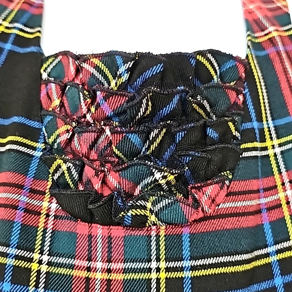 HARAJUKU MINI | NWT! Plaid Square Neck Mini Dress with Tiered Ruffle Skirt